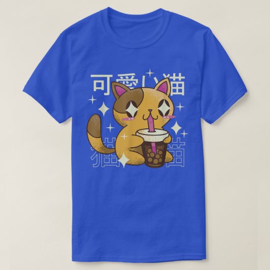 Cat Drinking Bubble Tea Drink Japan T-Shirt (Design vorne)