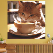 Cat drinking coffee from a cup leinwanddruck (Insitu (Wohnzimmer))