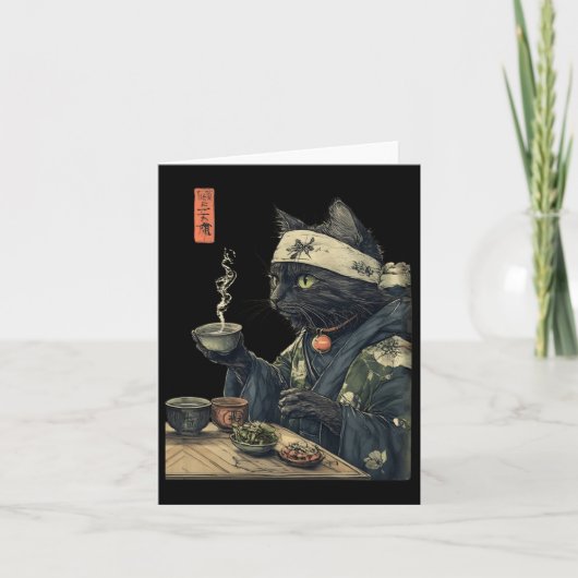 Cat Drinking Tee Japanisches Teezeremonie Kunst, D Karte (Vorderseite)