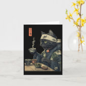 Cat Drinking Tee Japanisches Teezeremonie Kunst, D Karte (Gelbe Blume)