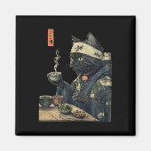 Cat Drinking Tee Japanisches Teezeremonie Kunst, D Magnet (Vorne)
