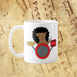 Cat Drummer 80er Hair Band Kaffeetasse