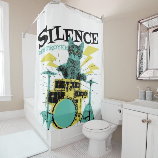 Cat Drummer Destroyer of Blanket Duschvorhang (Beispiel)