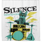 Cat Drummer Destroyer of Blanket Duschvorhang (Vorderseite)