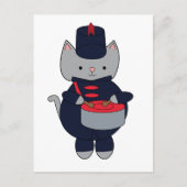 Cat Drummer Marching Band Navy Blue and Red Postkarte (Vorderseite)