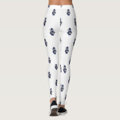 Cat Drummer Marching Band Navy Blue Gold Pattern Leggings (Rückseite)