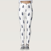Cat Drummer Marching Band Navy Blue Gold Pattern Leggings (Vorderseite)