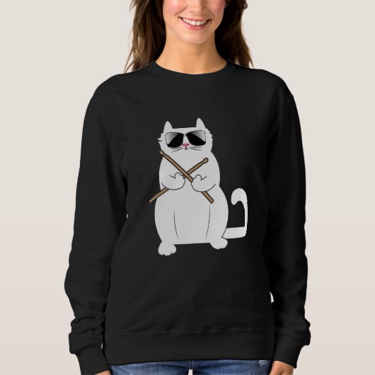 Cat Drummer Music Musician Instrumentalist Kitty Sweatshirt (Vorderseite)