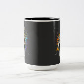 Cat Drummer Playing Drum Zweifarbige Tasse (Mittel)