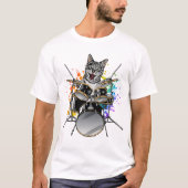 Cat Drummer Playing Drums Men T-Shirt (Vorderseite)