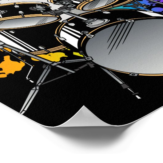 Cat Drummer Playing Drums Poster (Ecke)