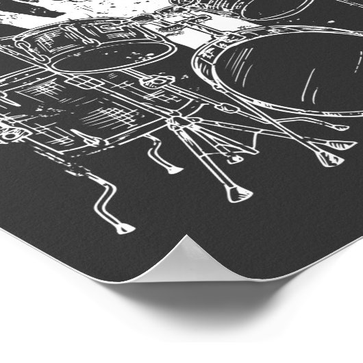 Cat Drummer Playing Drums Poster (Ecke)