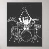 Cat Drummer Playing Drums Poster (Vorne)