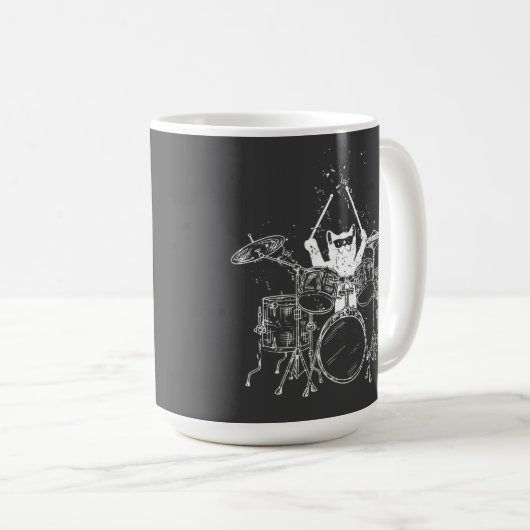 Cat Drummer Trommeln Tasse (VorderseiteRechts)