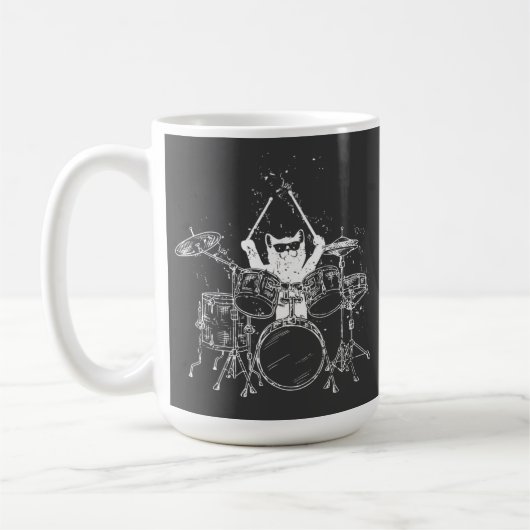 Cat Drummer Trommeln Tasse (Links)