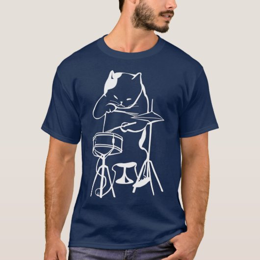 Cat Drumming Jazz Cat Cat Drummer T-Shirt (Vorderseite)