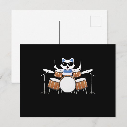 Cat Drums Postkarte (Vorne/Hinten)