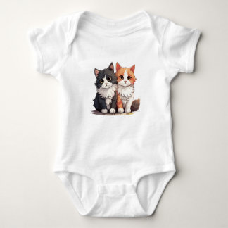 Cat Duo T - Shirt | Adortable Black & Orange Cats