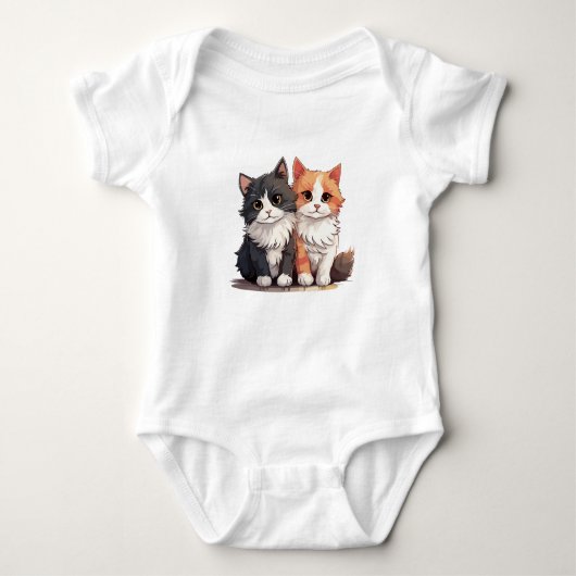 Cat Duo T - Shirt | Adortable Black & Orange Cats (Vorderseite)