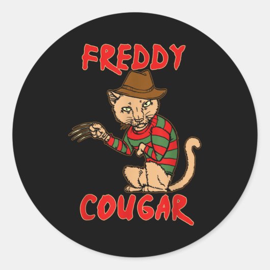 Cat _ Dy Cougar -funny Halloween For Men Women Kid Runder Aufkleber (Vorderseite)
