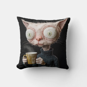 Cat-Eared Abbildung mit einer Tasse - Spielerische Kissen