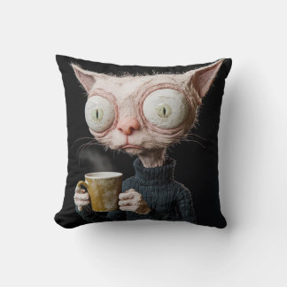 Cat-Eared Abbildung mit einer Tasse - Spielerische Kissen