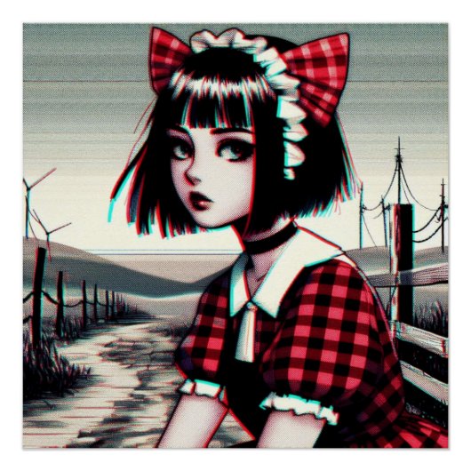 Cat-Eared Girl in Tartan Poster (Vorderseite)