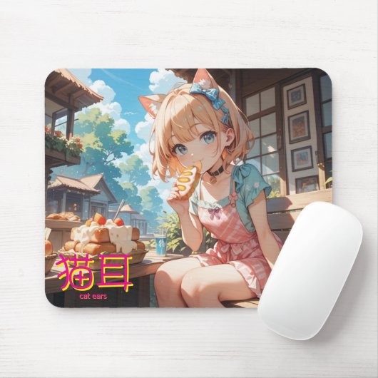 cat ears girl mousepad (Mit Mouse)