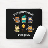 Cat Easily Distracted By Cat & Side Quests Rpg Mousepad (Mit Mouse)