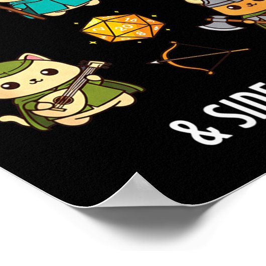 Cat Easily Distracted By Cat & Side Quests Rpg Poster (Ecke)