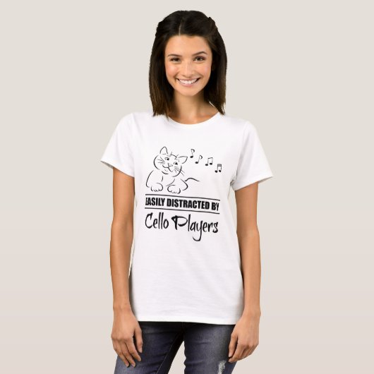 Cat Easily Distracted By Cello Players Music Notes T-Shirt (Vorne ganz)