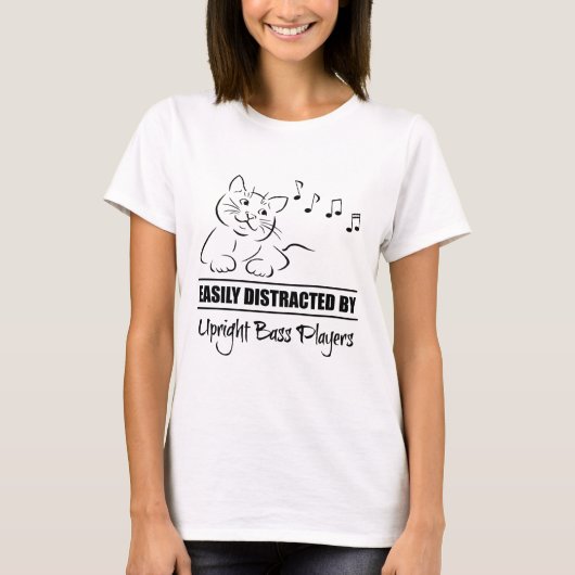 Cat Easily Distracted By Upright Bass Players T-Shirt (Vorderseite)
