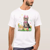 Cat Easter Day Bunny Eggs T-Shirt (Vorderseite)