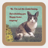 Cat-Easterbunny 😸 🐰 Quadratischer Aufkleber (Vorderseite)