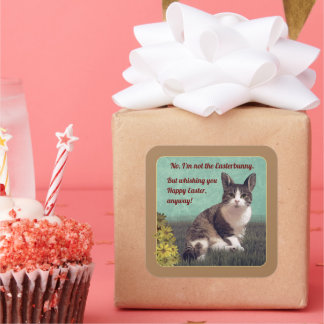 Cat-Easterbunny 😸 🐰 Quadratischer Aufkleber