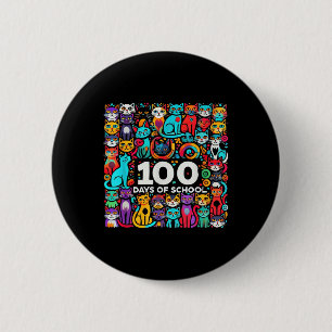 Cat Easy 100 Days of School T-Shirt Lehrer Button