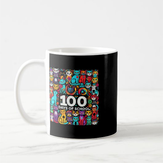 Cat Easy 100 Days of School T-Shirt Lehrer Kaffeetasse (Links)