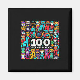 Cat Easy 100 Days of School T-Shirt Lehrer Magnet
