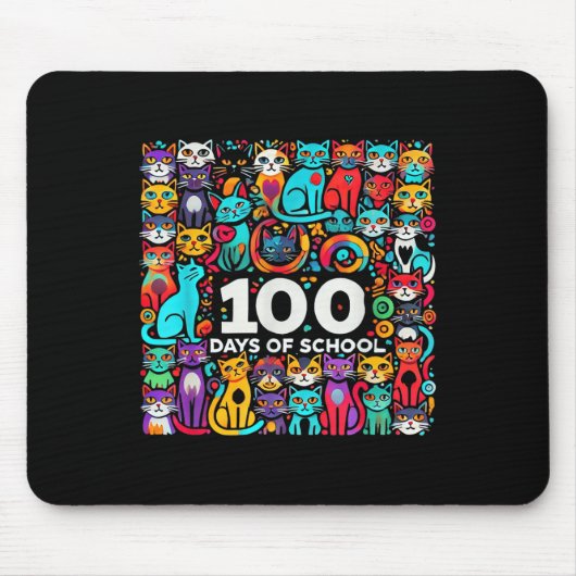 Cat Easy 100 Days of School T-Shirt Lehrer Mousepad (Vorne)
