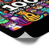 Cat Easy 100 Days of School T-Shirt Lehrer Poster (Ecke)