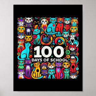 Cat Easy 100 Days of School T-Shirt Lehrer Poster
