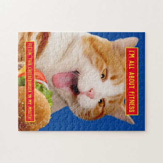 Cat Eating Cheeseburger Puzzle (Horizontal)