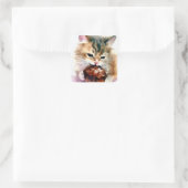 Cat Eating Cupcake Sticker (Tasche)