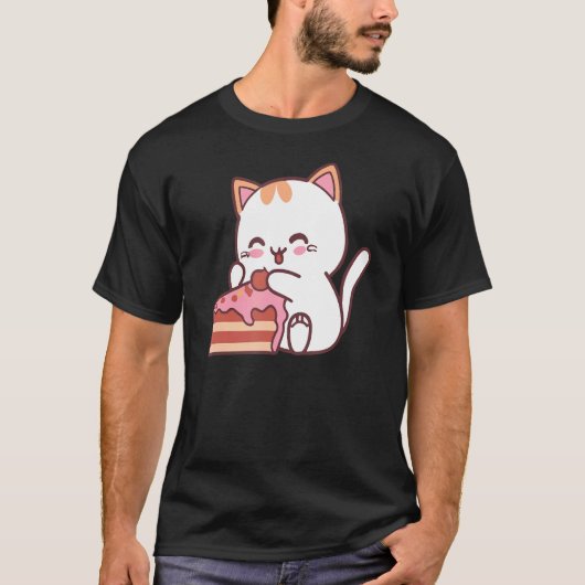 Cat Eating Delicious Candy Backing T-Shirt (Vorderseite)