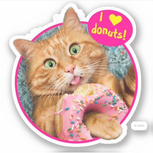 Cat Eating Donut Aufkleber (Vorderseite)