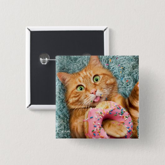 Cat Eating Donut Button (Vorne & Hinten)