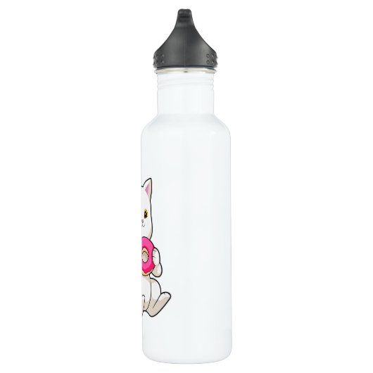 Cat Eating Donut Edelstahlflasche (Rechts)