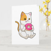 Cat Eating Donut Karte (Gelbe Blume)