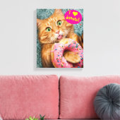 Cat Eating Donut Leinwanddruck (Insitu (Wohnzimmer))