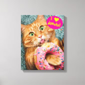Cat Eating Donut Leinwanddruck (Vorderseite)
